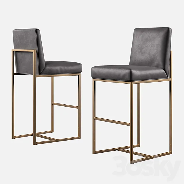 RH Modern Grant Leather Bar Stool 3D Model