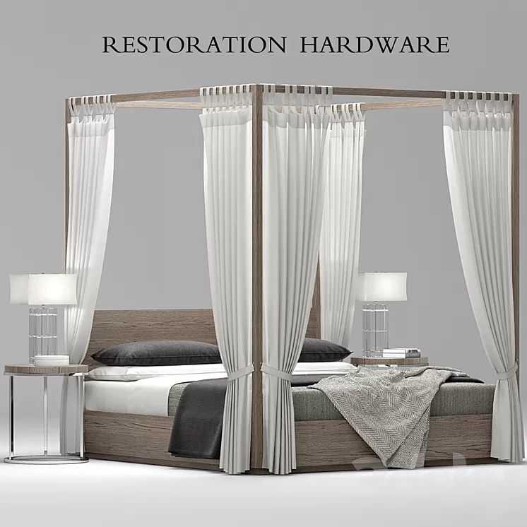 RH Modern Machinto Four-poster bed 3D Model