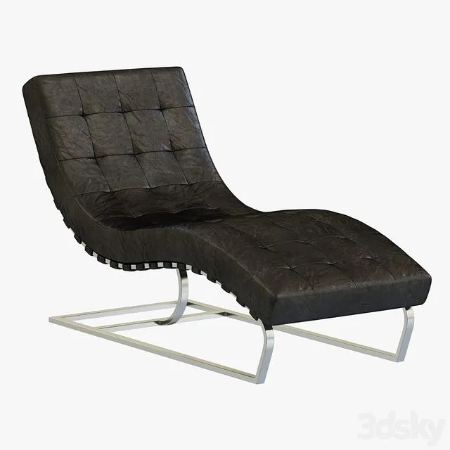 RH Modern Rossi Tufted Leather Chaise 3D Model