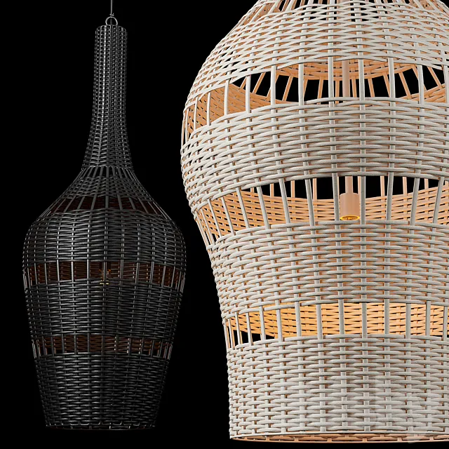 RH Montauk rattan teardrop pendant 3D Model