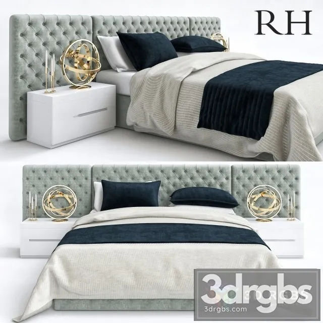 RH Neoclassic Fabric Bed 3D Model Free