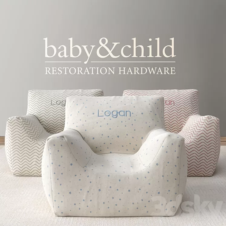 RH / NURSERY CANVAS BEAN BAG CHAIR COVER 3D Model
