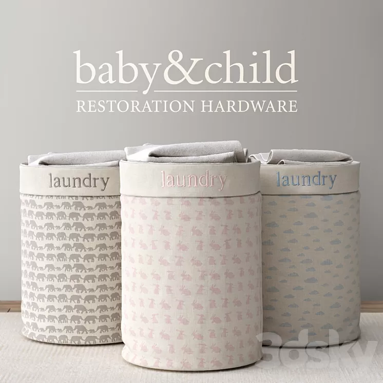 RH \/ NURSERY CANVAS HAMPER 3D Model