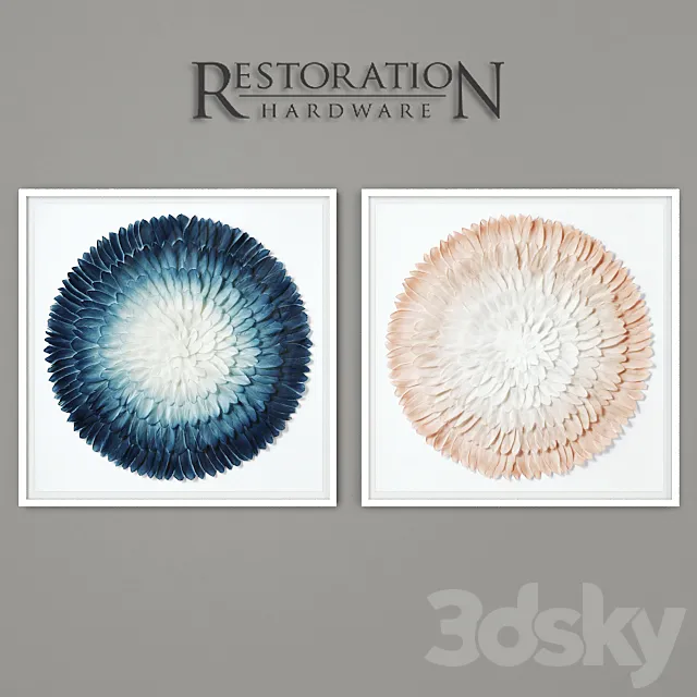 RH Ombre Feather Mandala Art 3D Model