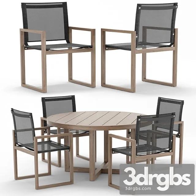 Rh outdoor aegean round table-chair 2 3D Model Free