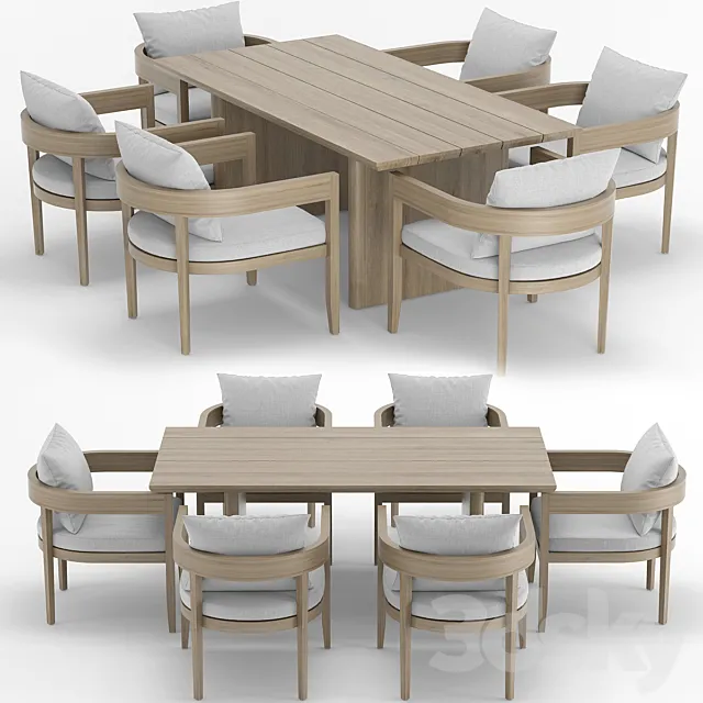 RH Outdoor Baimain restangular table-chair 3D Model