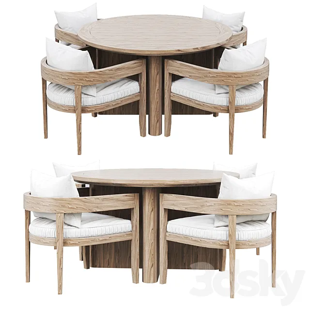 RH Outdoor Baimain restangular table-chair 3D Model