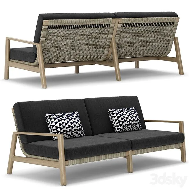 RH Outdoor Mesa teak sofa 3D Model