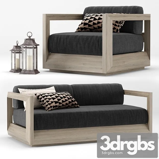Rh outdoor paloma teak sofa 2 3D Model Free