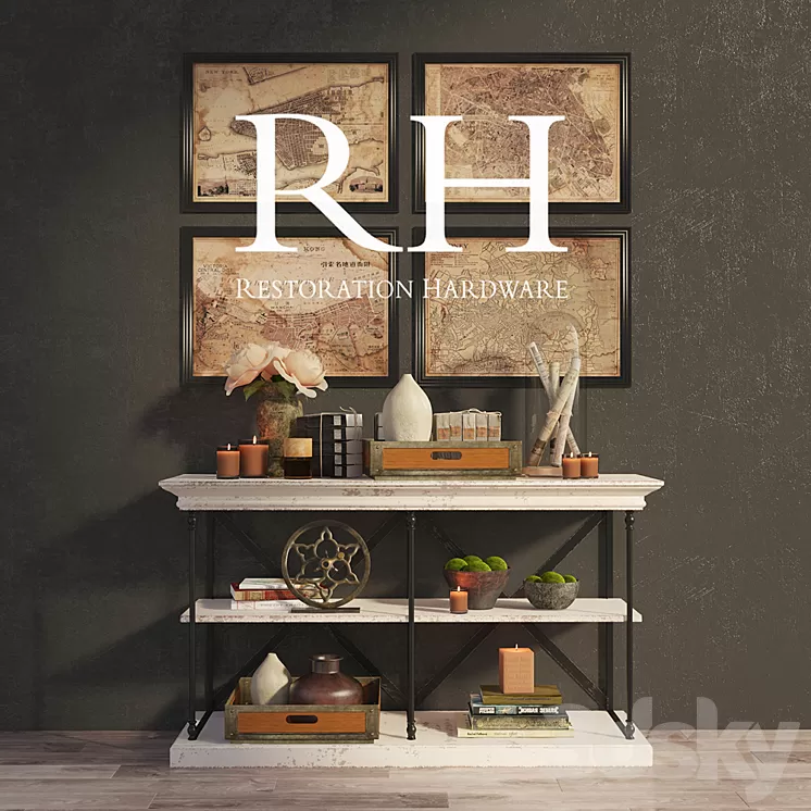 RH PARISIAN CORNICE CONSOLE and DECOR 3D Model