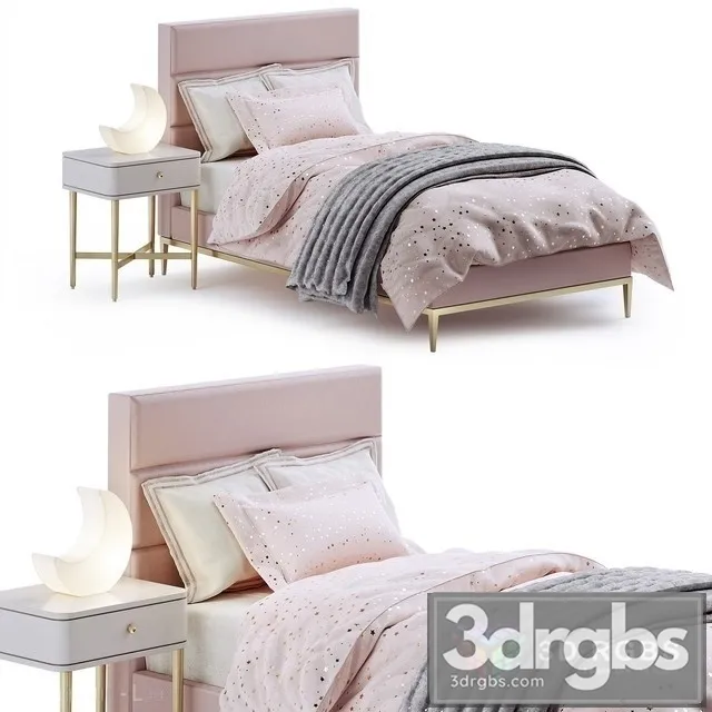 RH Pfeiffer Velvet Bed 3D Model Free