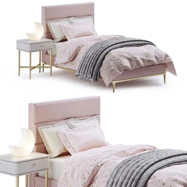 RH Pfeiffer velvet bed 3D Model