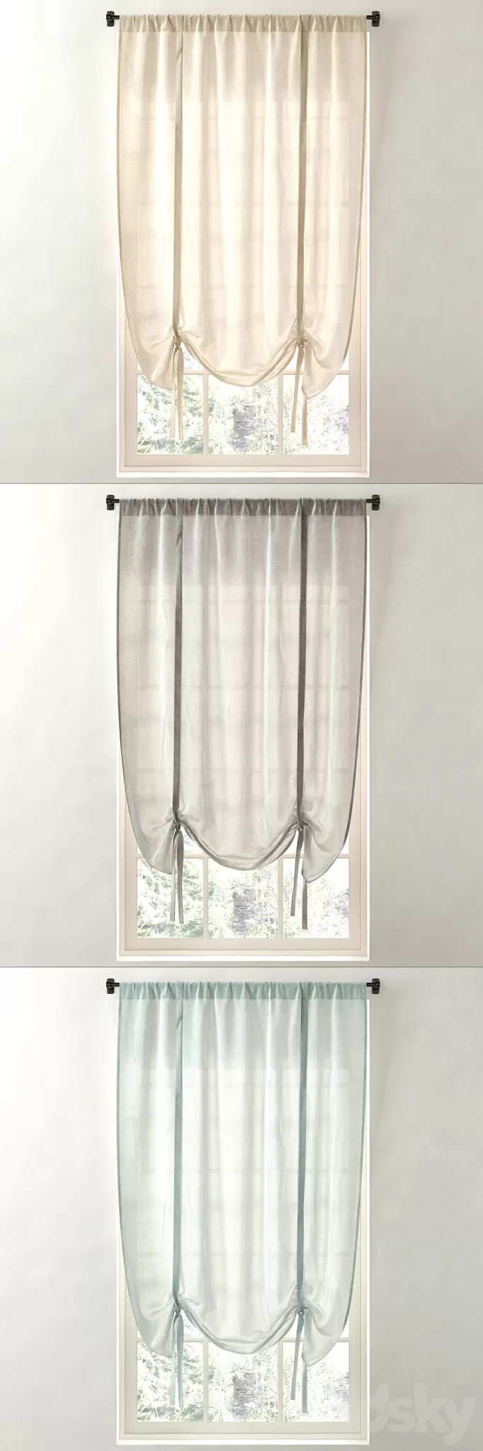 RH \/ SHEER LINEN-COTTON TIE-UP SHADE