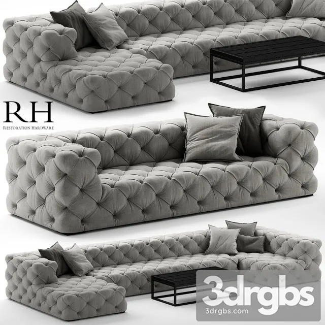Rh Soho Tufted Sofa 01 3D Model Free
