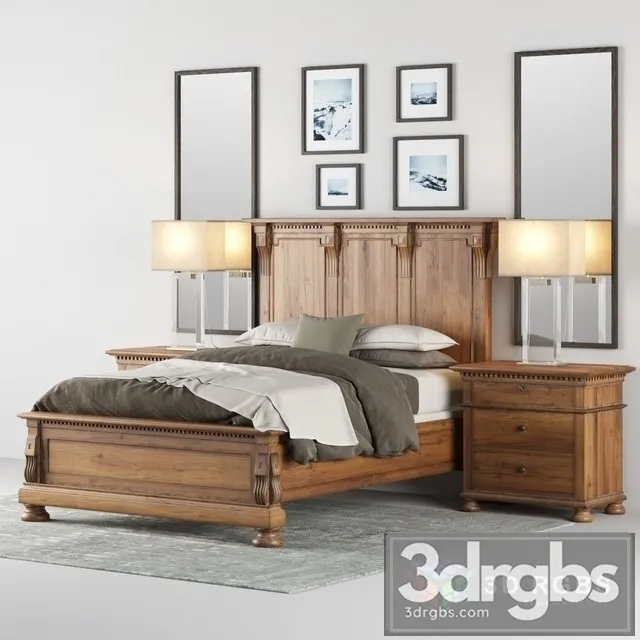 RH ST James Panel Bed 3D Model Free