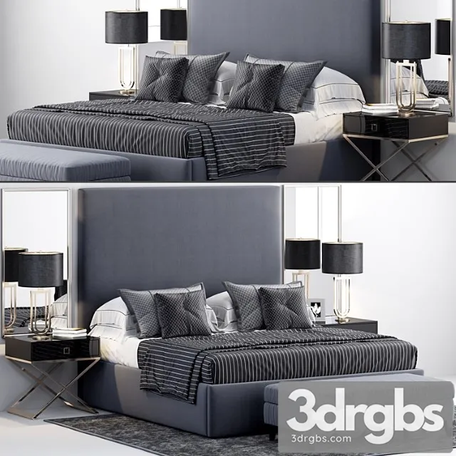 Rh sullivan upholstered platform bed 2 3D Model Free