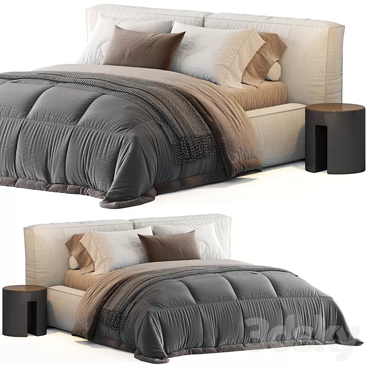 RH Teen Sona Upholstered Platform Bed 3D Model Free