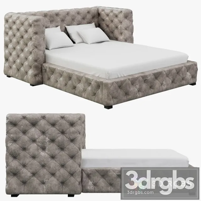 RH Tribeca Tufted Leather Plaform Bed 3D Model Free