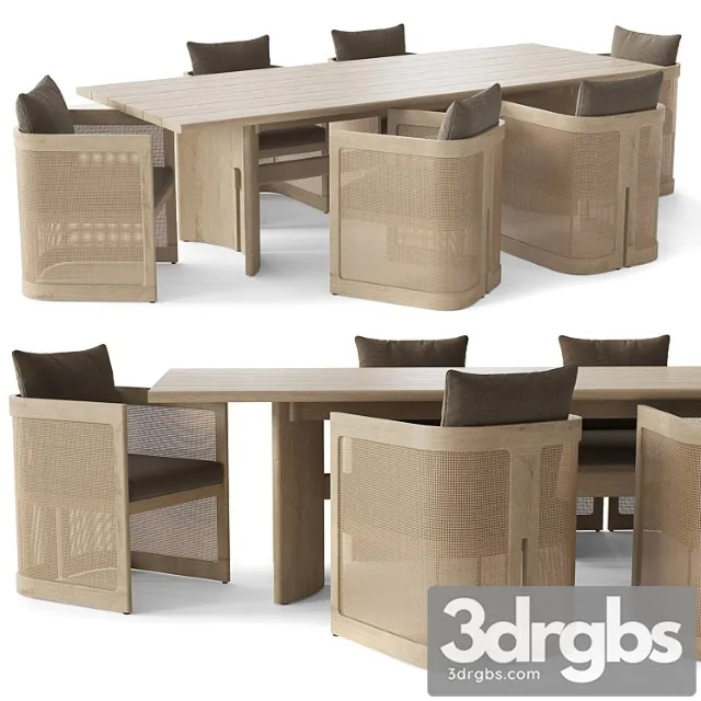 Rh Trieste Teak Rectangular Dining Table 3D Model Free