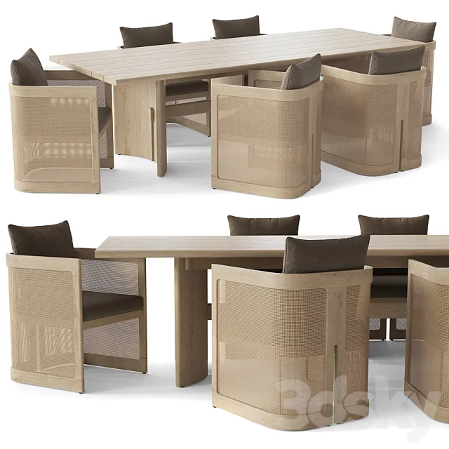 RH TRIESTE TEAK RECTANGULAR DINING TABLE 3D Model