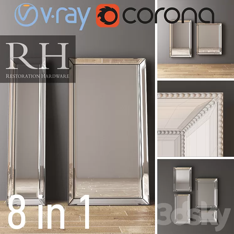 RH VENETIAN MIRRORS SET SILVER 3D Model