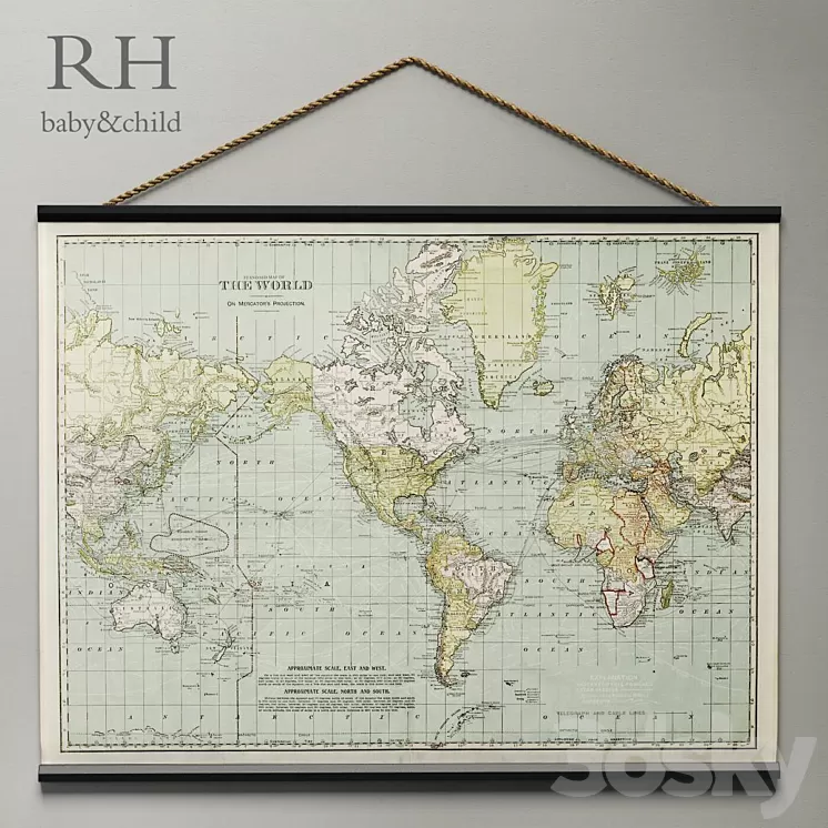 RH / VINTAGE WORLD MAP TAPESTRY 3D Model