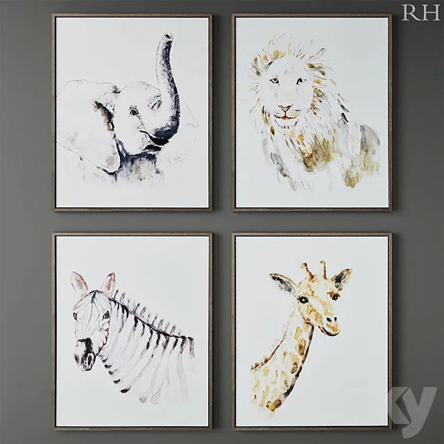 RH WATERCOLOR SAFARI ANIMAL ART Free Download