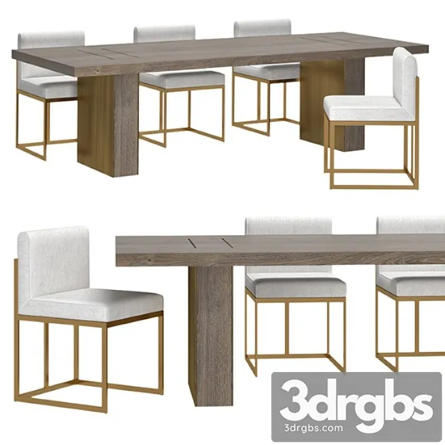 Rh Waxler Side Chair Gage Rectangular Dining Table 3D Model Free