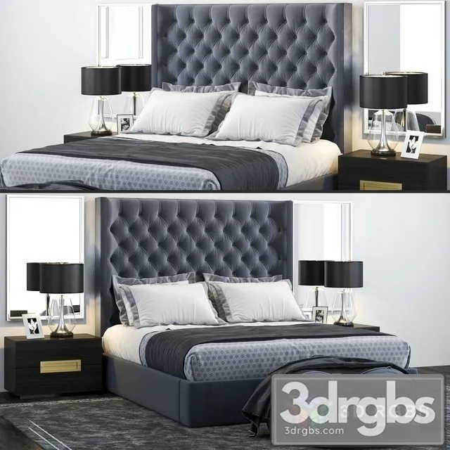 RH Zadie Tufted Bed 3D Model Free