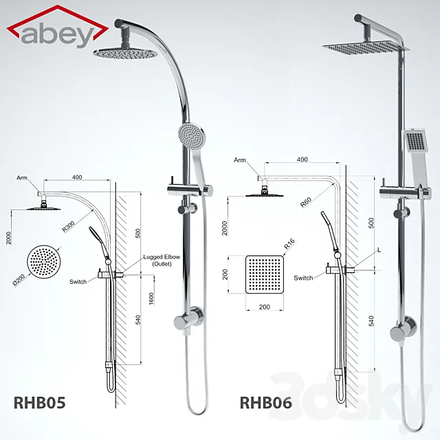RHB05 MONZA Curve Rail and Hand Shower Ensemble Free Download