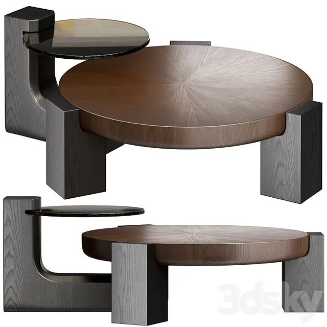 Rhuardhi Modern Round Wood Coffee 3D Model