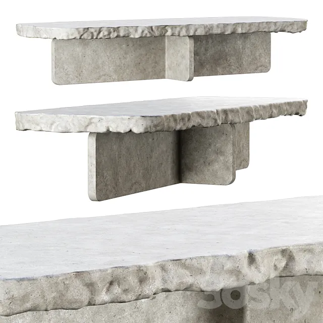 Richard concrete long table by Bpoint design _ Concrete dining table 3D Model
