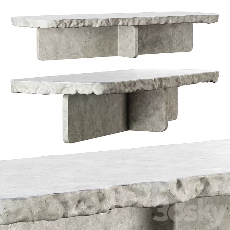 Richard concrete long table by Bpoint design / Concrete dining table 3D Model Free