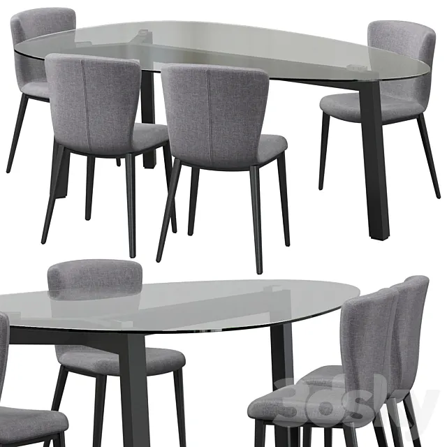 RIFLESSI GIO Chair and Treble Table 3D Model