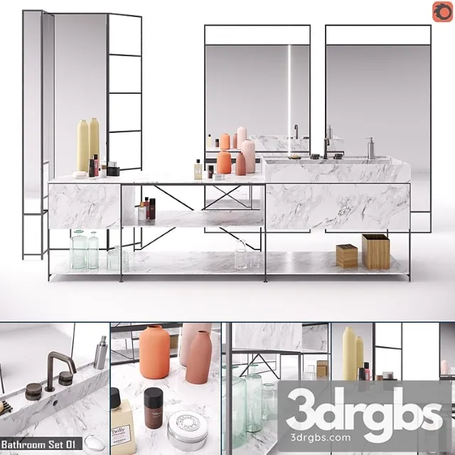 RIG Modules Bathroom With Decor Set 01 3D Model Free