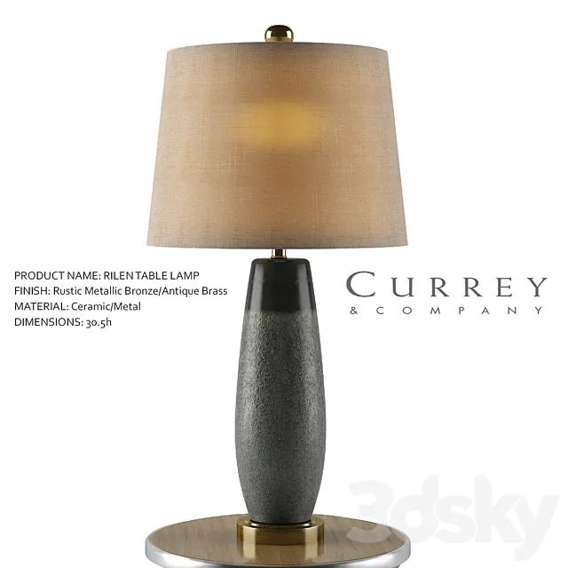 Rilen Table Lamp – Currey & Company 3D Model