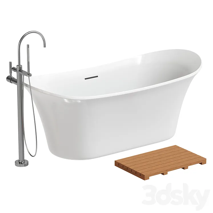 Riley Acrylic White Freestanding Bath 3D Model Free