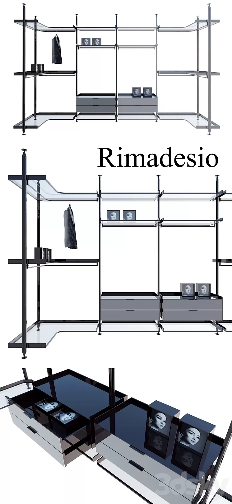 Rimadesio zenit system 02 living-rooms and walk-in closets Kitchen Wardrobe Display cabinets and storage 3D Model