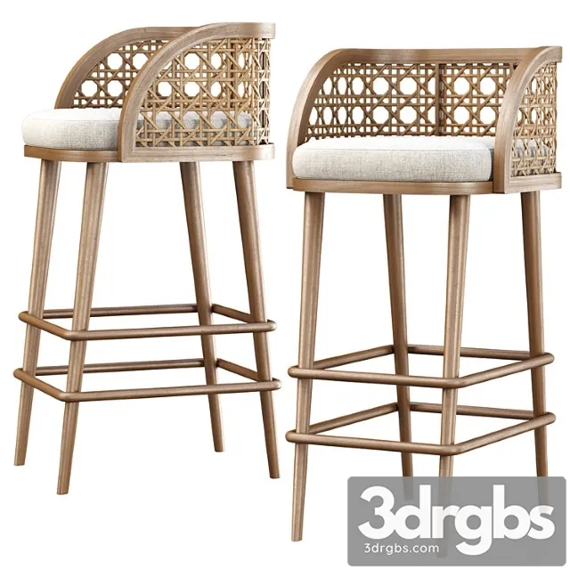 Rimma Rattan Bar Stool Ds67 Dereviannyi Barnyi Stul 3D Model Free