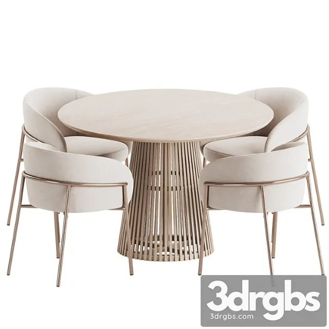 Rimo Chair Jeanette Table Dining Set 3D Model Free