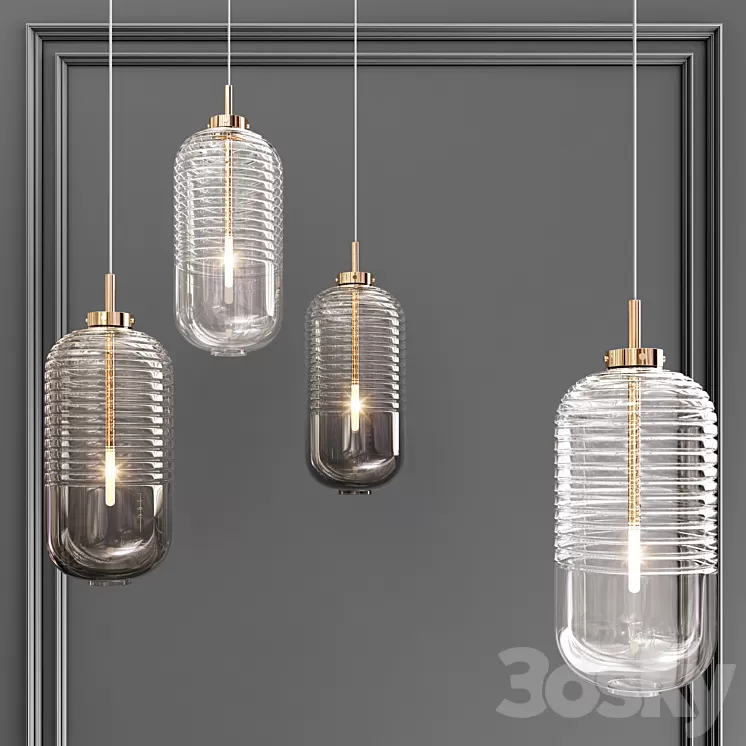 Ring Glass Art Chandelier 03 3D Model