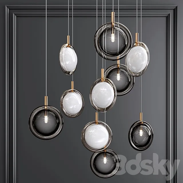 Ring Glass Art Chandelier01 3DModel