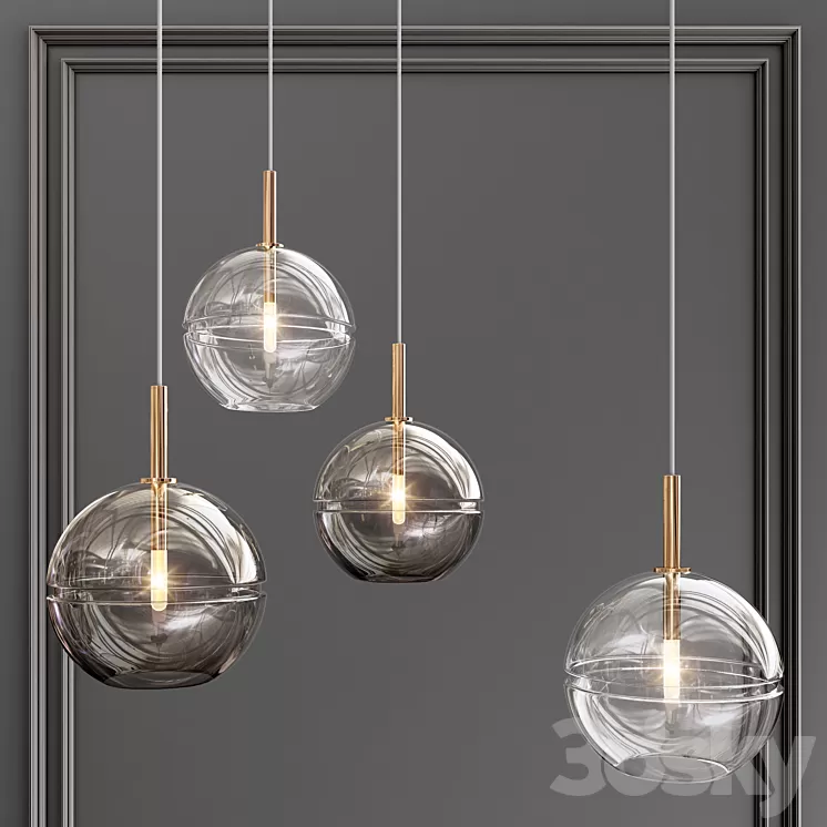 Ring Glass Art Chandelier02 3D Model
