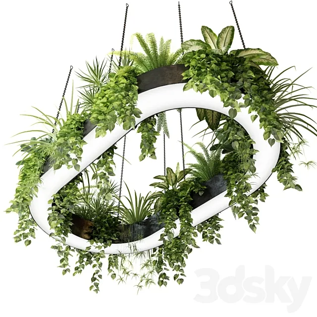 Ring planter lamp with plants 1.5m x 2.5m 3D Model