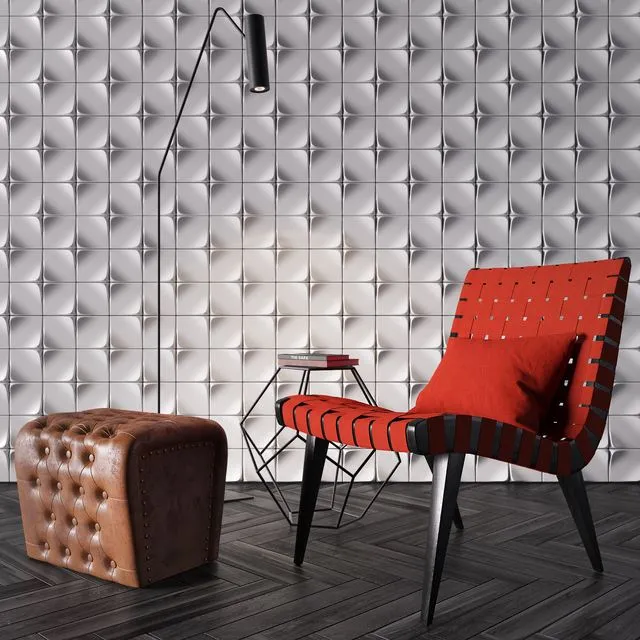 Risom chair set 3D Model