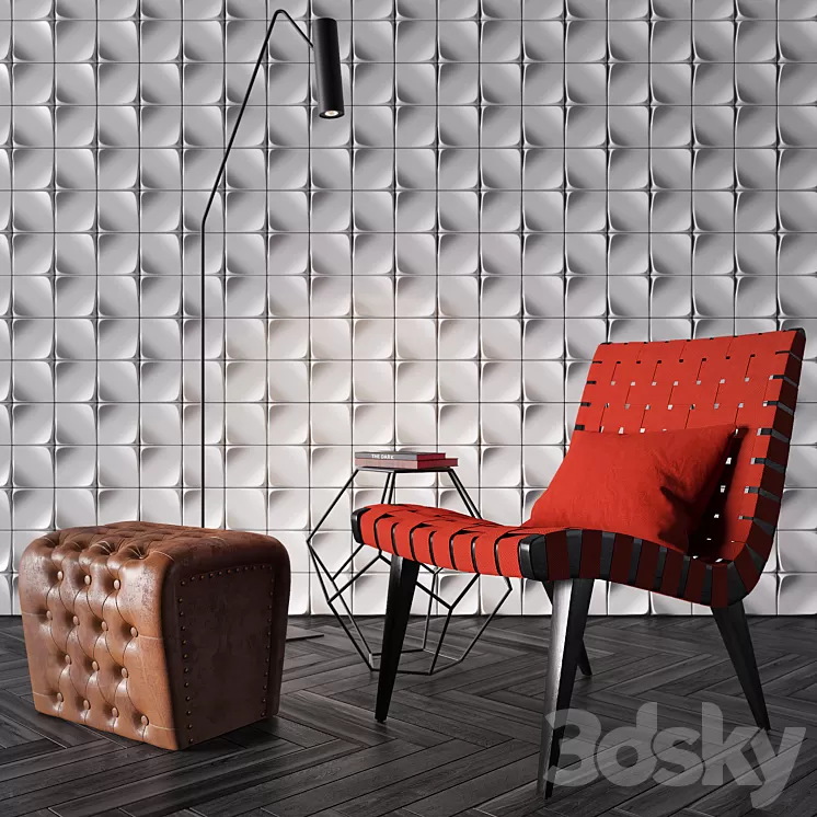 Risom chair set 3D Model