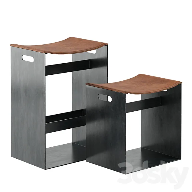 Riva 1920 Barney Stool Small and Big 3DModel