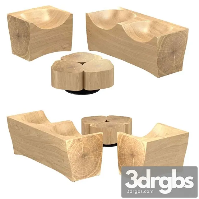 Riva 1920 log armchair toi center table 3d model 2 3D Model Free