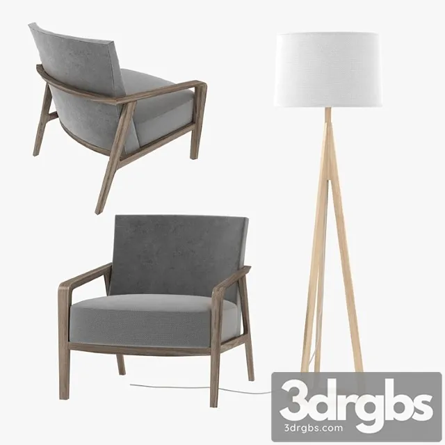 Riva 1920 noble armchair and jackson floor lamp by crate and barrel 3D Model Free
