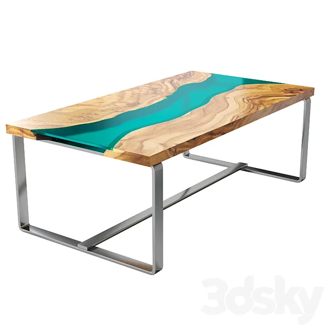 River Olive Wood table 3D Model